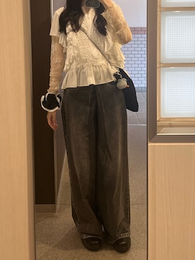 「KOBE LETTUCE（コウベレタス）のアイテム（その他トップス、ホワイト系）」を使った、Sさん（レディース・162cm）の春コーディネート