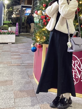 「ファーコート」｜「アイテム（その他アウター）」を使った、Sさん（レディース・162cm）の冬コーディネート