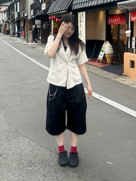 「アイテム（スリッポン）」を使った、cocoa.さん（レディース・168cm・20代）の夏コーディネート