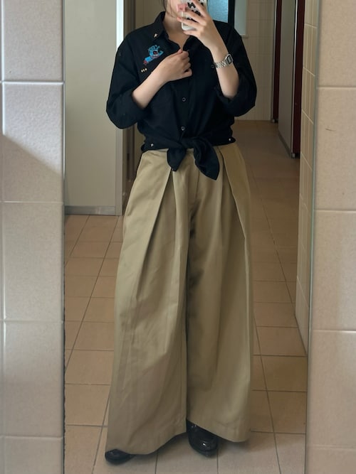 セール】ツイルタックチノワイドパンツ（チノパンツ）｜andme