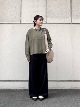 「ITEMS URBANRESEARCH（アイテムズ アーバンリサーチ）のイージーワイドストレートパンツ（その他パンツ、その他）」を使った、ミサキさん（レディース・156cm）の秋コーディネート