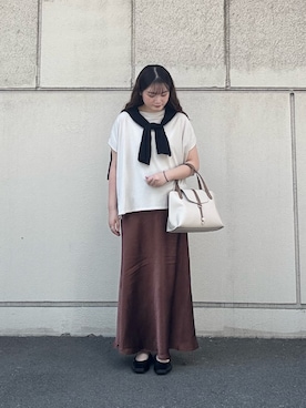 「URBAN RESEARCH DOORS（アーバンリサーチドアーズ）のバックジッププルオーバー（Tシャツ/カットソー、ベージュ系）」を使った、ミサキさん（レディース・156cm）の夏コーディネート