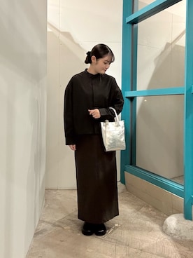 「URBAN RESEARCH DOORS（アーバンリサーチドアーズ）の『UVカット/イージーケア/速乾』『UR TECH』Aircare ショートコクーンシャツ（シャツ/ブラウス、ブラウン系）」を使った、ミサキさん（レディース・156cm）の秋コーディネート