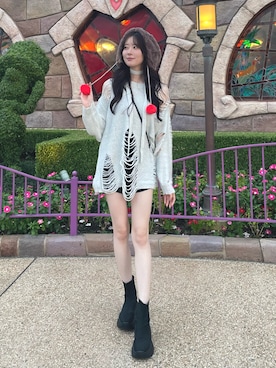 「アイテム（ブーツ）」を使った、りこ氏。さん（レディース・164cm）の秋コーディネート