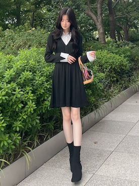 「アイテム（ワンピース/ドレス）」を使った、りこ氏。さん（レディース・164cm）の秋コーディネート