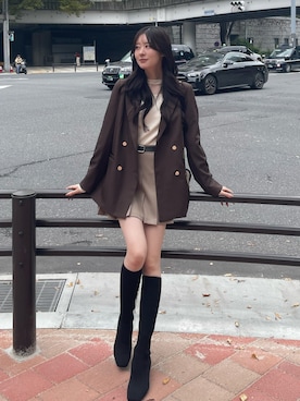 「アイテム（スカート）」を使った、りこ氏。さん（レディース・164cm）の秋コーディネート