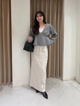 「CAPRICIEUX LE'MAGE（カプリシューレマージュ）のノットハンドルバッグ（ショルダーバッグ、ブラック系）」を使った、kyom_98さん（レディース・163cm）の秋コーディネート