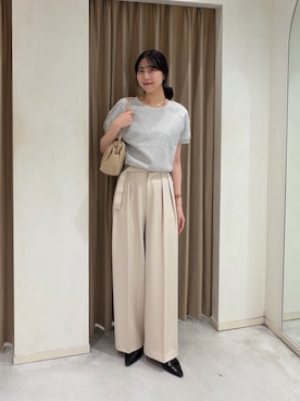 「CAPRICIEUX LE'MAGE（カプリシューレマージュ）のラウンド切替クロップT（Tシャツ/カットソー、ブラック系）」を使った、kyom_98さん（レディース・163cm）の夏コーディネート