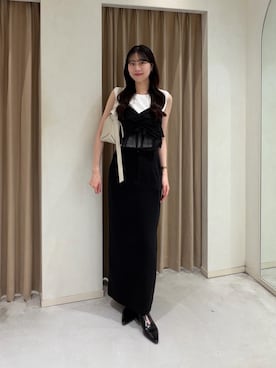 「CAPRICIEUX LE'MAGE（カプリシューレマージュ）のロールハンドルバッグ（ショルダーバッグ、ホワイト系）」を使った、kyom_98さん（レディース・163cm）の夏コーディネート