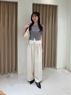 「CAPRICIEUX LE'MAGE（カプリシューレマージュ）のロールハンドルバッグ（ショルダーバッグ、ホワイト系）」を使った、kyom_98さん（レディース・163cm）の夏コーディネート