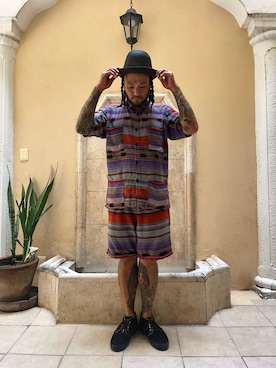 「estrellastandardのアイテム（シャツ/ブラウス、その他）」を使った、mexikenさん（メンズ・176cm）の夏コーディネート