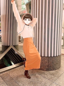 「ロングタイトスカート」｜chino kashikaさん（レディース・160cm）の秋コーディネート