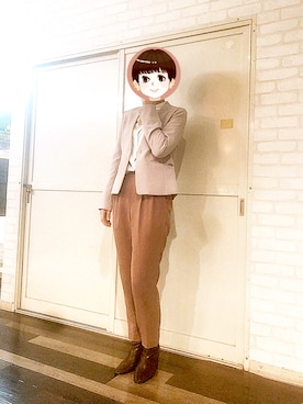 「index（インデックス）のアイテム（ノーカラージャケット）」を使った、chino kashikaさん（レディース・160cm）の秋コーディネート