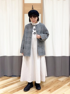 「グレンチェック」｜「アイテム（ブーツ）」を使った、㋐ ㋳ ㋕ さん（レディース・155cm）の秋コーディネート