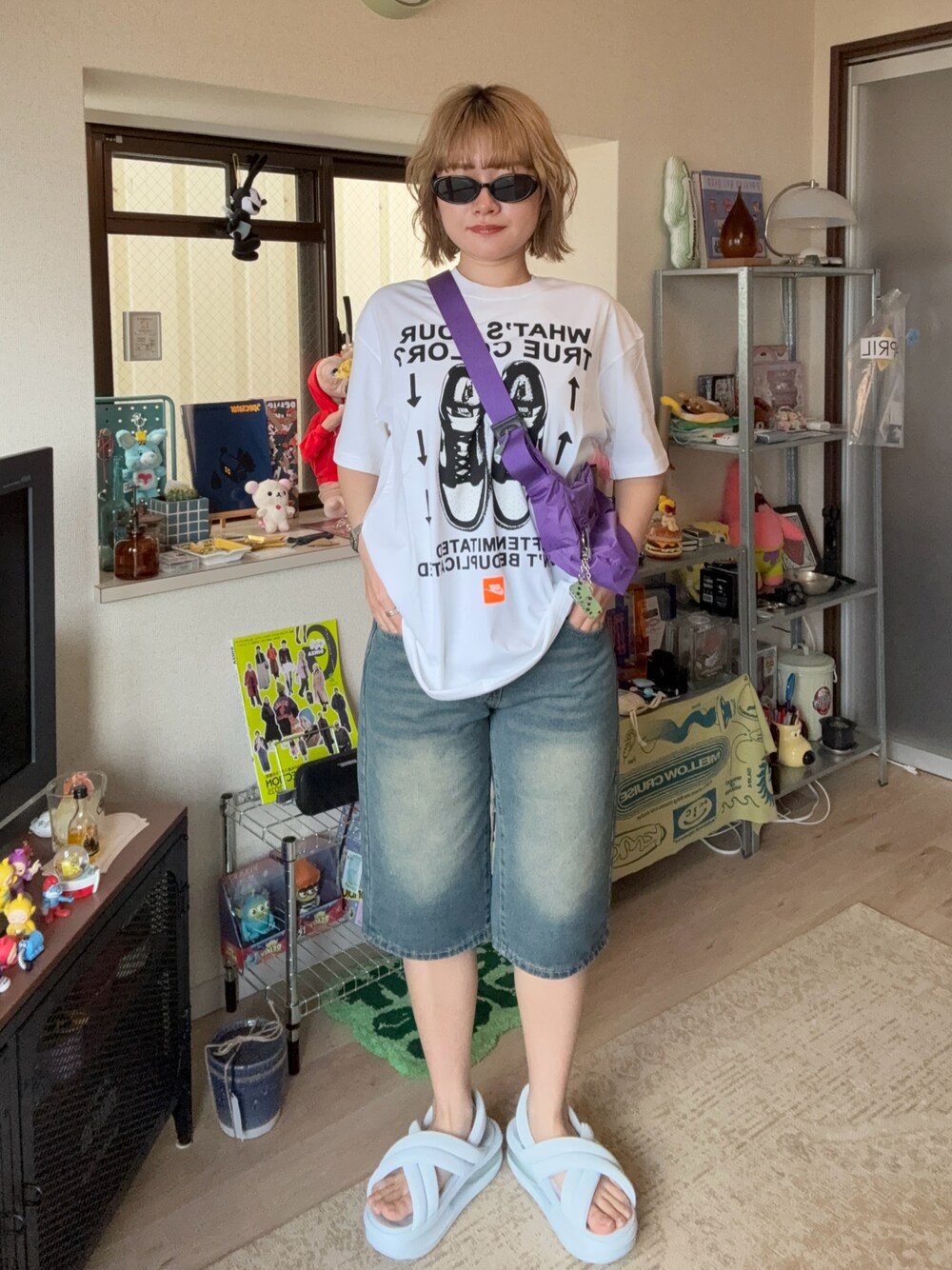 ナイキウィメンズ ナイキサンダルアイラ nike アイラ 水色 さんのサンダルを使ったコーディネート