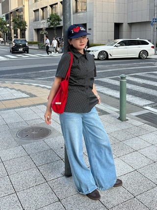 「FEKETE（フェケテ）のLOOSE WIDE DENIM / ワイドルーズデニム（デニムパンツ）」を使った、mi-koさん（レディース・157cm）の夏コーディネート
