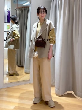 「BARNYARDSTORM（バンヤードストーム）のBARNYARDSTORM / ウォームストレッチチノパンツ / マシンウォッシャブル（チノパンツ）」を使った、みかさん（レディース・174cm）の秋コーディネート