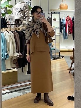 「アイテム（スカート）」を使った、みかさん（レディース・174cm）の秋コーディネート