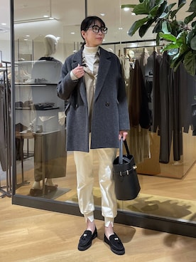「アイテム（ピーコート）」を使った、みかさん（レディース・174cm）の秋コーディネート
