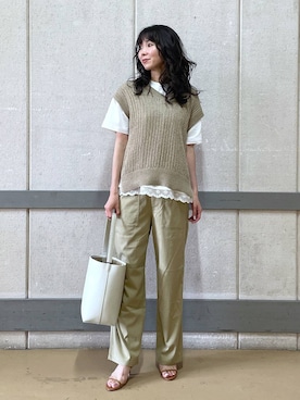 「アイテム（ベスト）」を使った、みかさん（レディース・174cm・30代）の夏コーディネート