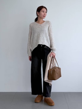 「BARNYARDSTORM（バンヤードストーム）のBARNYARDSTORM / 裏起毛バレルデニム【WEB限定サイズL】（デニムパンツ、グレー系）」を使った、みかさん（レディース・174cm）の秋コーディネート