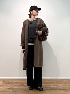 「BARNYARDSTORM（バンヤードストーム）のBARNYARDSTORM / スエードライクCAP（キャップ、ブラック系）」を使った、みかさん（レディース・174cm）の秋コーディネート