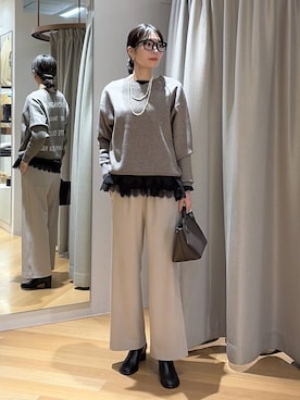 「BARNYARDSTORM（バンヤードストーム）のBARNYARDSTORM / 裾フリルブラウス / ハンドウォッシャブル 【YouTube「i.style closet」紹介アイテム】（シャツ/ブラウス）」を使った、みかさん（レディース・174cm）の秋コーディネート