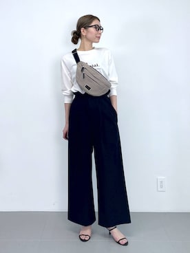 「アイテム（ボディバッグ/ウエストポーチ、ブラウン系）」を使った、みかさん（レディース・174cm）の春コーディネート