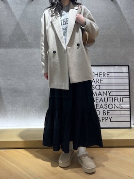 「アイテム（ピーコート）」を使った、みかさん（レディース・174cm）の秋コーディネート