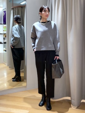 「BARNYARDSTORM（バンヤードストーム）のBARNYARDSTORM / 裏起毛マシュマロT / マシンウォッシャブル（Tシャツ/カットソー）」を使った、みかさん（レディース・174cm）の秋コーディネート