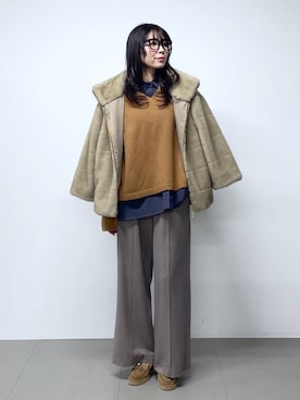 「BARNYARDSTORM（バンヤードストーム）のBARNYARDSTORM / ミンクライクコート（ブルゾン）」を使った、みかさん（レディース・174cm）の秋コーディネート