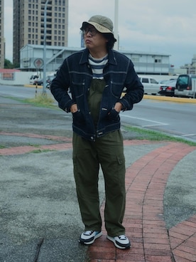 「Gジャン」｜「アイテム（オールインワン・サロペット）」を使った、YOGAさん（メンズ・170cm）の春コーディネート