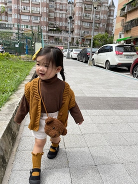 「NOのアイテム」を使った、niniさん（キッズ・80cm）の春コーディネート