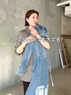 「RIVE DROITE（リヴドロワ）の【Yossshiiii企画】【A・MONN(アモン)】デニムシャツマルチワンピース（ワンピース、ブルー系）」を使った、shihoさん（レディース・165cm）の春コーディネート