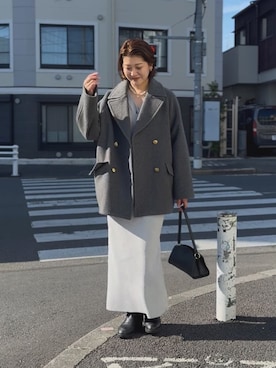 「アイテム（ピーコート）」を使った、shihoさん（レディース・165cm）の冬コーディネート