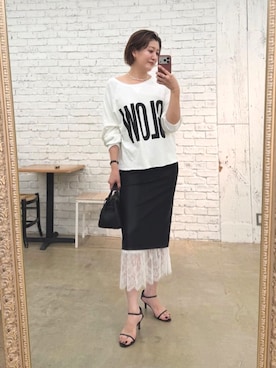「ロゴスウェット」｜shihoさん（レディース・165cm）の秋コーディネート