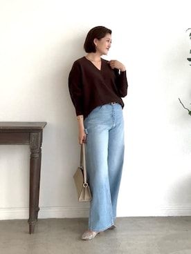 「RIVE DROITE（リヴドロワ）の【収納力抜群】2wayハンドルバッグ（ハンドバッグ）」を使った、shihoさん（レディース・165cm）の秋コーディネート