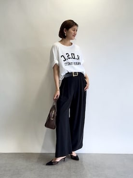 「RIVE DROITE（リヴドロワ）の【Yossshiiii企画/即完売につき再販売/新色追加】R.D.S.CロゴTe（Tシャツ/カットソー）」を使った、shihoさん（レディース・165cm）の夏コーディネート