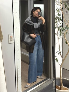 「アイテム（その他アウター、ブラウン系）」を使った、shihoさん（レディース・165cm）の秋コーディネート