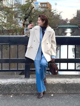 「アイテム（ピーコート）」を使った、shihoさん（レディース・165cm）の秋コーディネート