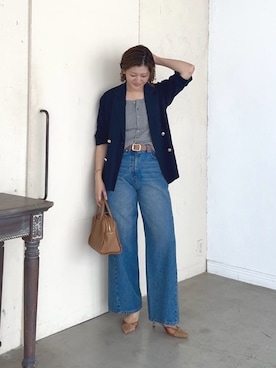 「アイテム（テーラードジャケット）」を使った、shihoさん（レディース・165cm・30代）の夏コーディネート