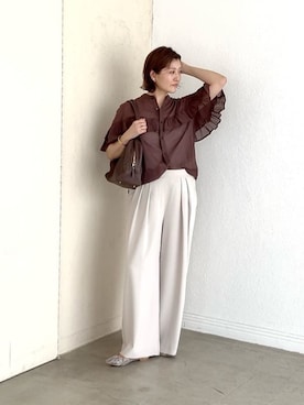 「アイテム（ボストンバッグ）」を使った、shihoさん（レディース・165cm）の夏コーディネート