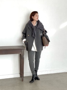 「アイテム（バングル/リストバンド）」を使った、shihoさん（レディース・165cm）の冬コーディネート