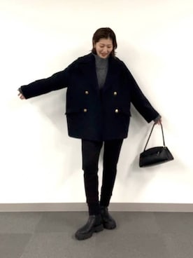 「アイテム（ピーコート）」を使った、shihoさん（レディース・165cm）の秋コーディネート