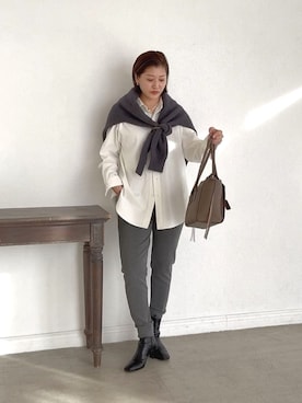 「アイテム（バングル/リストバンド）」を使った、shihoさん（レディース・165cm）の冬コーディネート