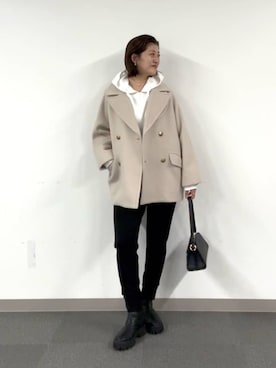 「アイテム（ピーコート）」を使った、shihoさん（レディース・165cm）の秋コーディネート