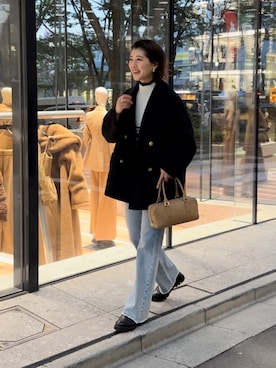 「秋服コーデ」｜「アイテム（ピーコート）」を使った、shihoさん（レディース・164cm）の秋コーディネート