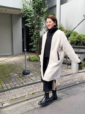 「服とコスメでなりたい自分に」｜「アイテム（ノーカラーコート）」を使った、shihoさん（レディース・164cm）の冬コーディネート