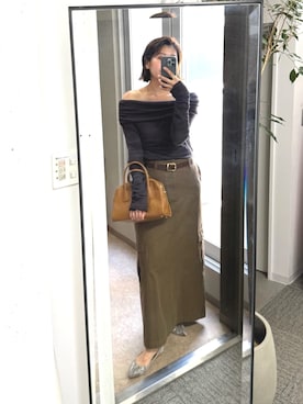 「アイテム（スカート、ブラウン系）」を使った、shihoさん（レディース・165cm）の夏コーディネート