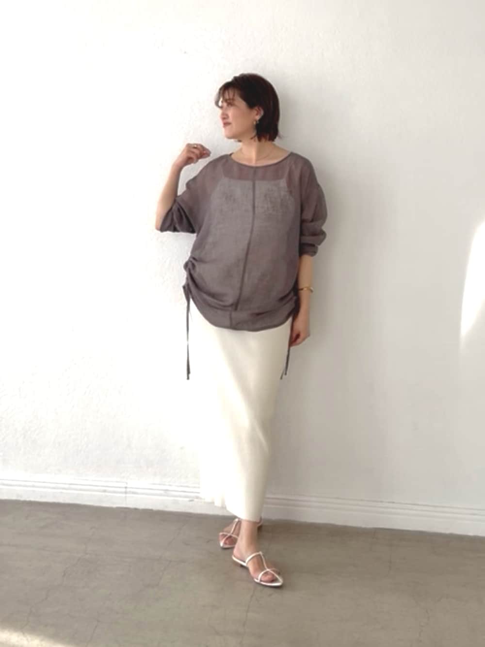 限定値下げ！RIVE DROITE 【前後2WAY】リネンタッチドロストブラウス